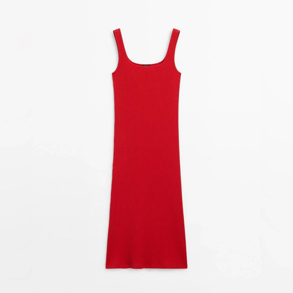Red Ribbed Dress - Picture 1 of 3